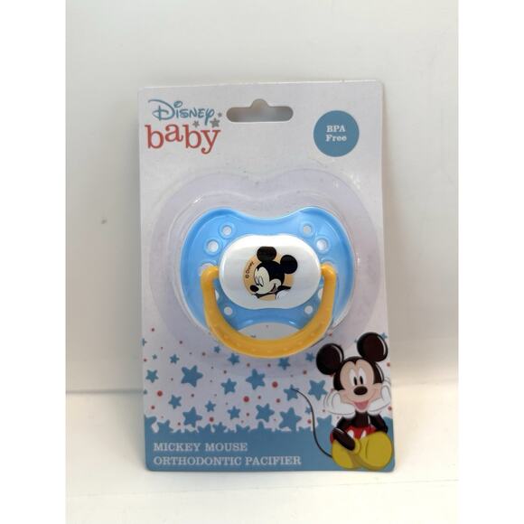 3 Disney Baby Pacifiers 2 Mickey Mouse 1 Minnie Orthodontic BPA Free Blue Pink - Picture 2 of 4